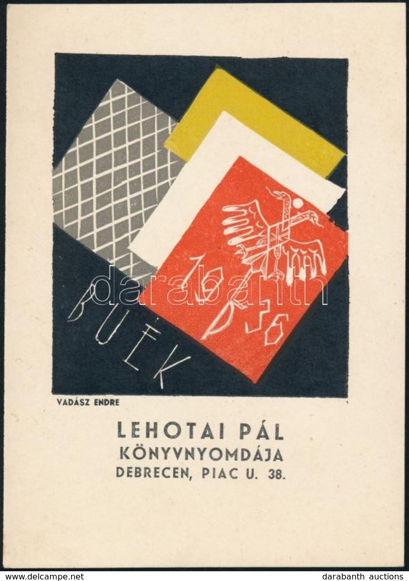 Vadász Endre (1901-1944): BUÉK 1936, Színes Fametszet, Jelzett A Dúcon, Papír, 9×7,5 Cm - Autres & Non Classés