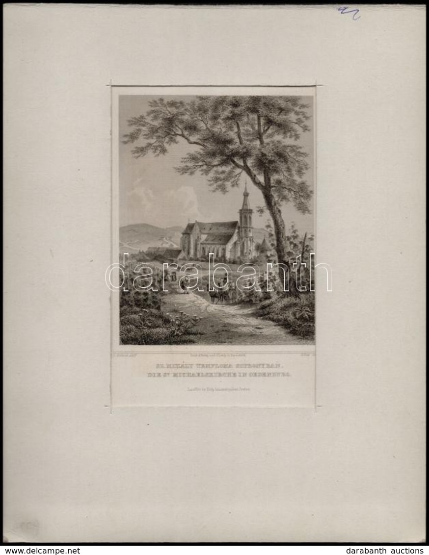 Cca 1863 Ludwig Rohbock (1820-1883): Szent Mihály Temploma Sopronban, Acélmetszet, Papír, 19x13 Cm - Estampas & Grabados