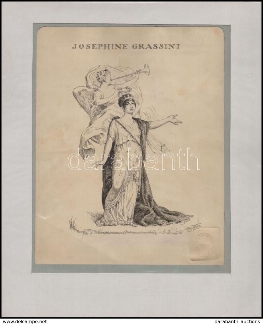 Josephina (Giuseppina) Grassini (1773-1850) Olasz Operaénekesn? Portréja. Litográfia, Papír, Paszartuban, Szárazbélyegz? - Estampas & Grabados