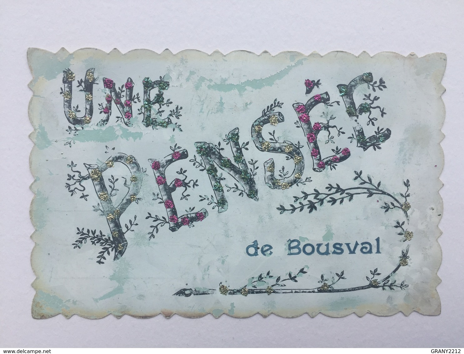 GENAPPE «UNE PENSÉE DE BOUSVAL  « décorée De Strasses Paillettes Colorées ,relief  ,effet Nacré (1907 )Édit V.P.F . - Genappe