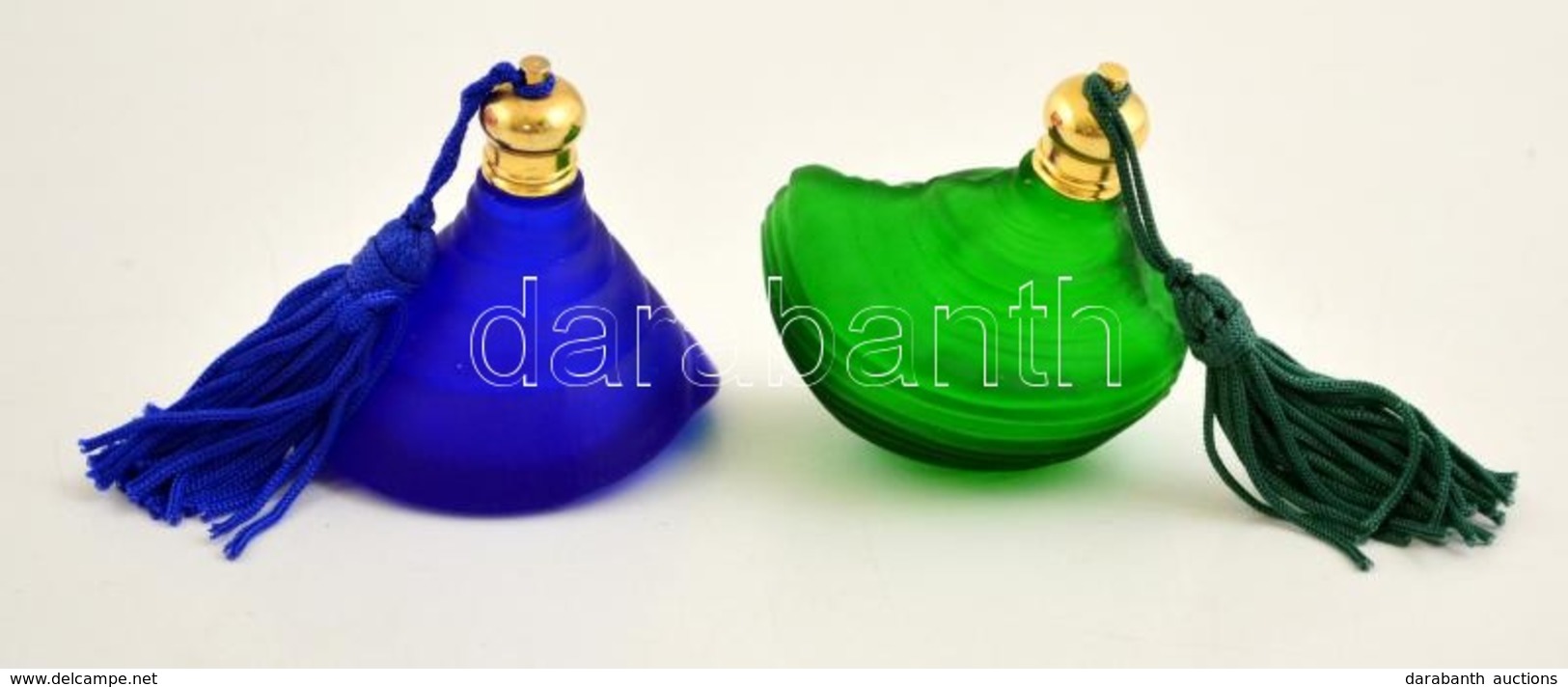 2 Db Parfümös üveg, Egyiken Lepattanással, M: 5 Cm - Glas & Kristall