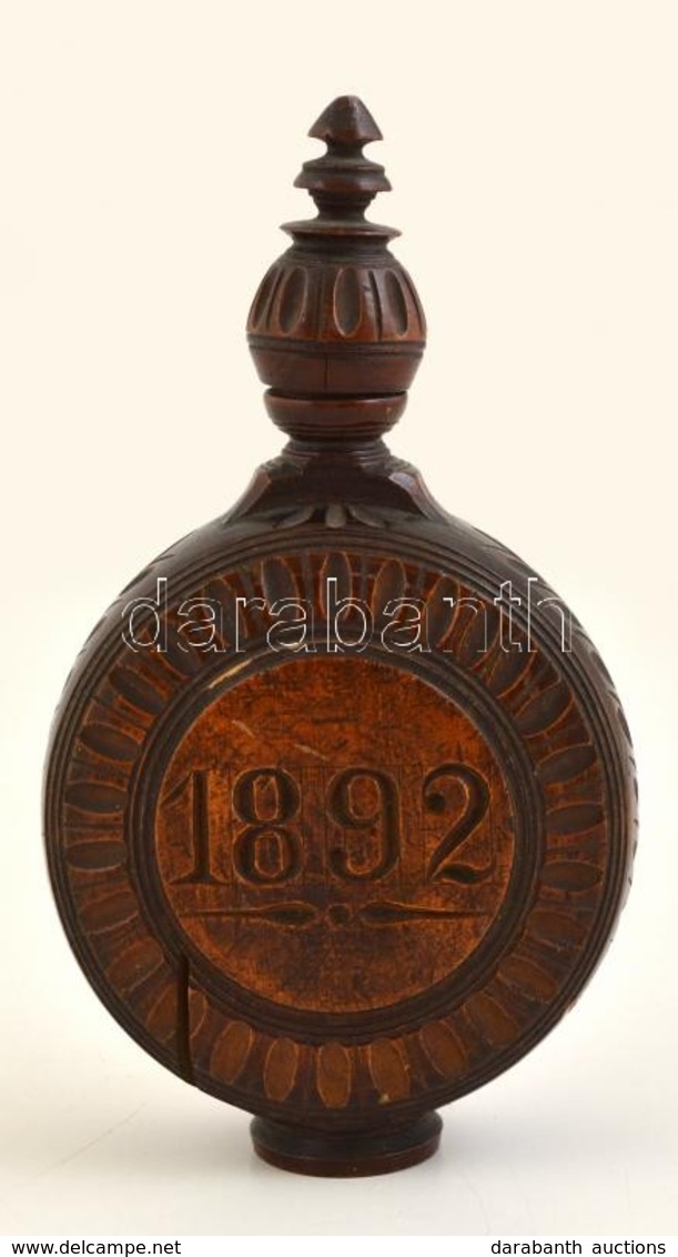 1892 Faragott Fa Kulacs, Repedéssel, M:21 Cm - Otros & Sin Clasificación