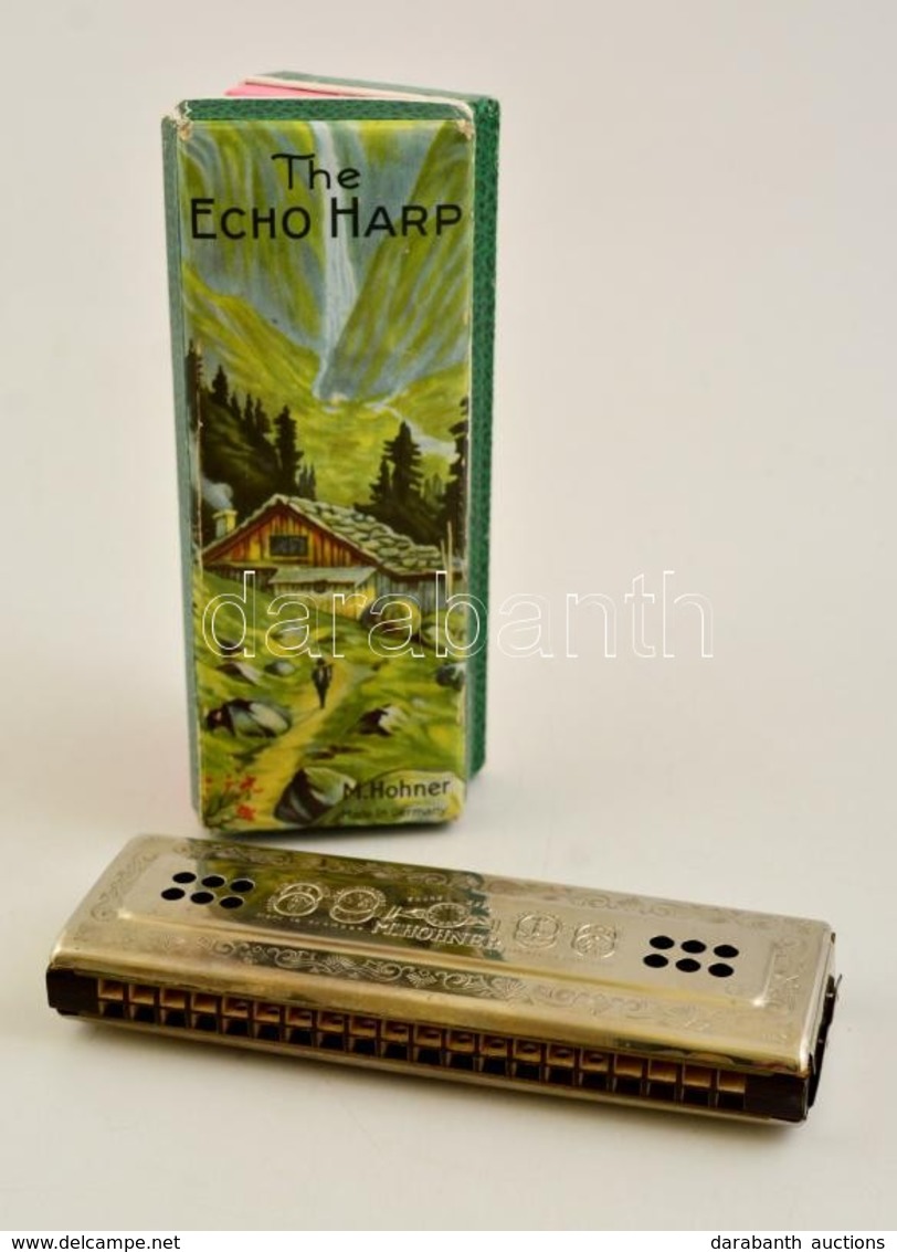 Cca 1930 M. Hohner Echo Szájharmonika, Eredeti Dobozában, Szép állapotban 15 Cm - Otros & Sin Clasificación