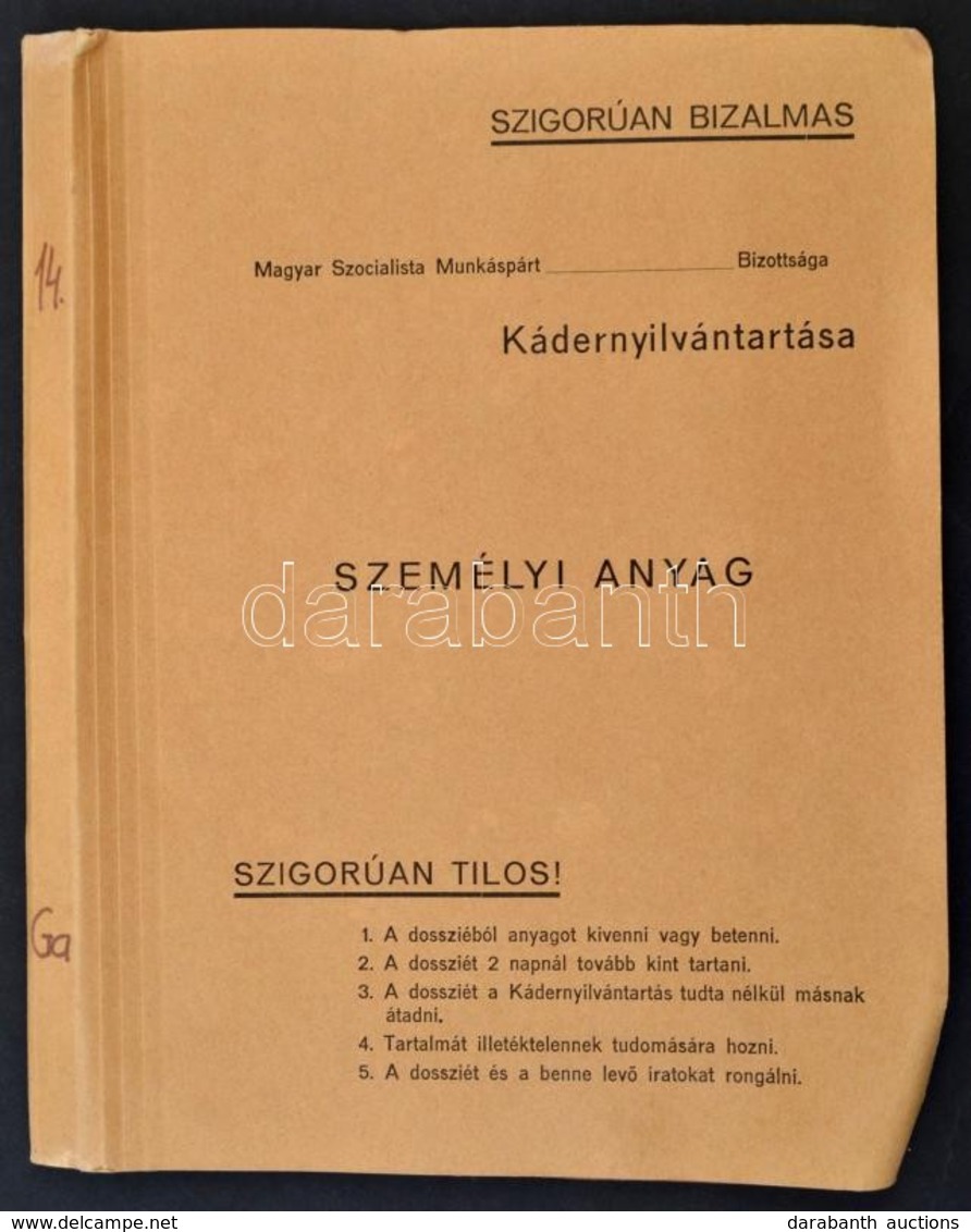 1975-1989 MSZMP XXI. Kerületi Kádernyilvántartási Személyi Anyaga, Feliratozott Dossziéban, Benne Az ÁFOR Tájegység. Vez - Sin Clasificación