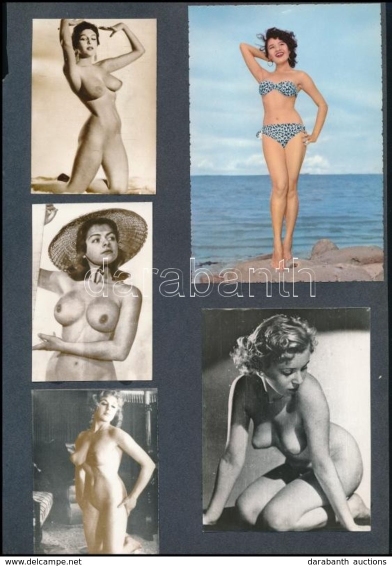 8 Db Erotikus Fotó + Bikinis Képeslap, Kartonlapra Ragasztva, 12x9 Cm - Autres & Non Classés