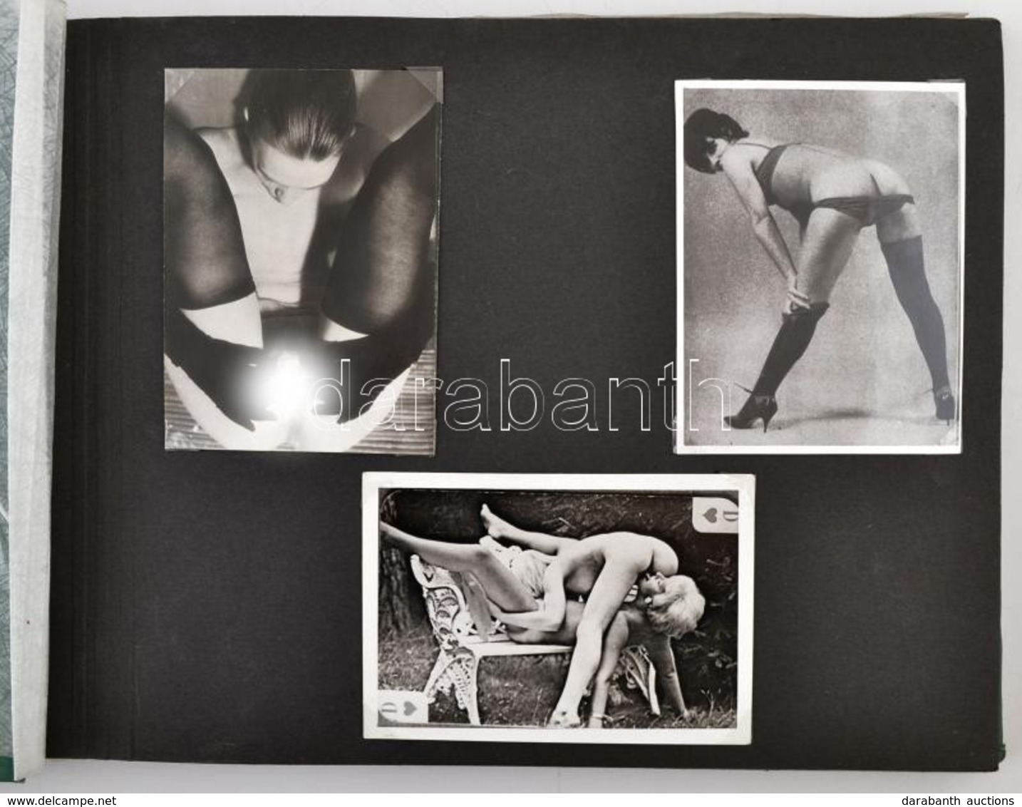 Cca 1960 Erotikus és Pornográf Fotókat Tartalmazó Fotóalbum, 51 Db Képpel, Képméret: 11x8 Cm Album Mérete: 24x33 Cm - Otros & Sin Clasificación