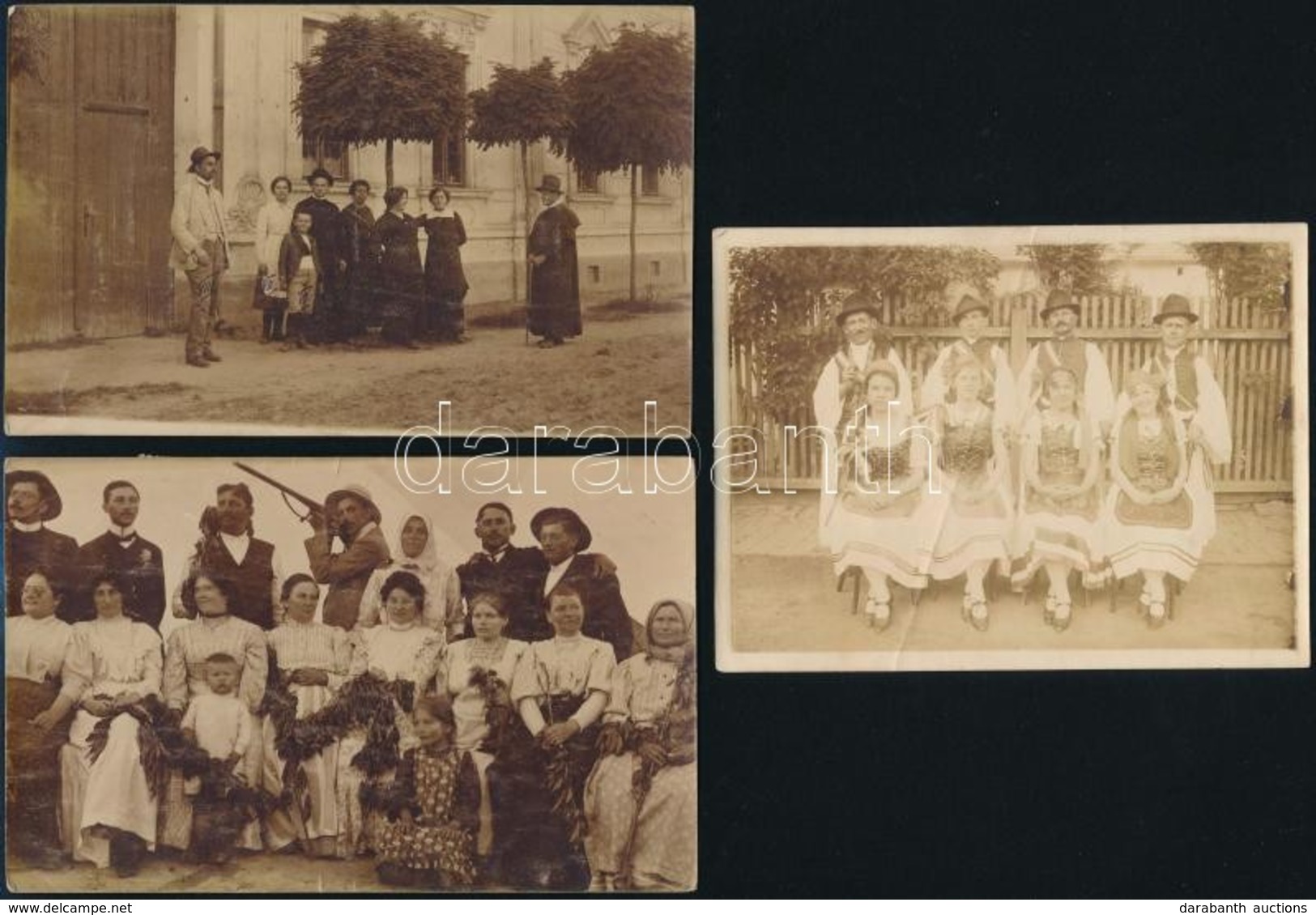 Cca 1910 Vidéki életképek, Baráti Társaságok, Stb., 5 Db Fotó és Fotólap, 9x12 és 8,5x14 Cm - Otros & Sin Clasificación