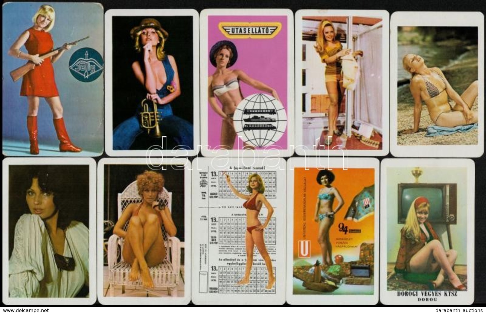 1970-1979 10 Db Hölgyeket ábrázoló Kártyanaptár - Werbung