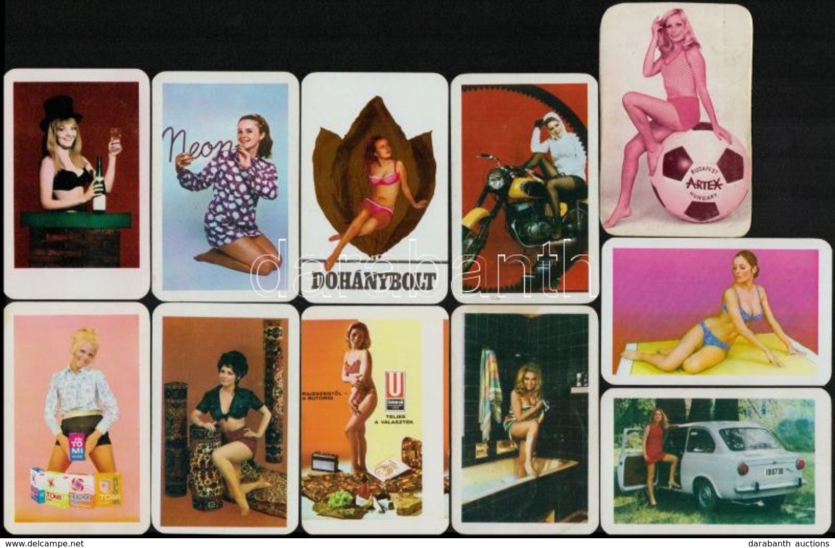 1972-1974 10 Db Hölgyeket ábrázoló Kártyanaptár - Werbung