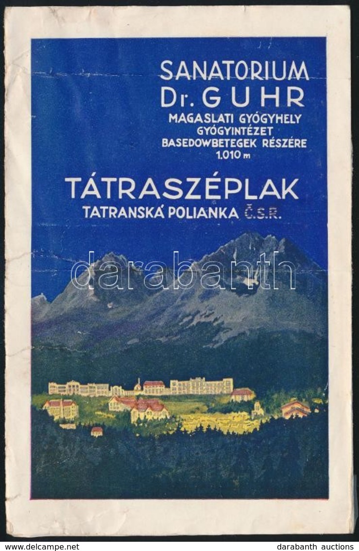 Cca 1938 Tátraszéplak/Tatranská Polianka, Dr. Guhr Szanatórium Képes Ismertet?je - Publicidad