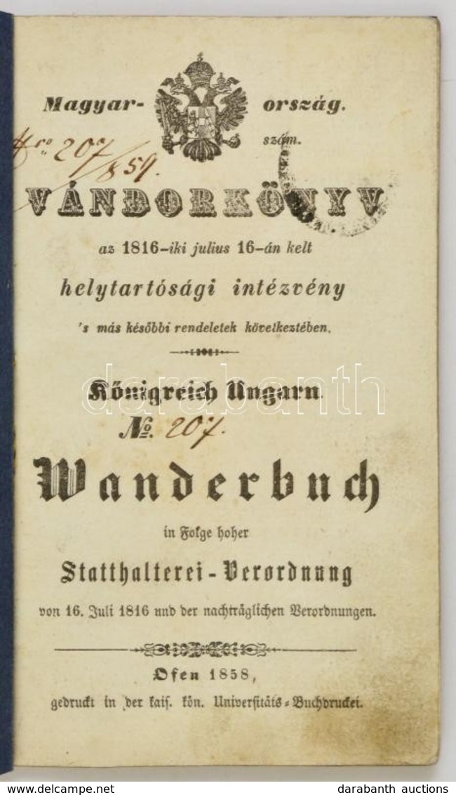 1859 Veszprém, Vándorkönyv Zsidó Szabólegény Részére, Számos Bejegyzéssel, újrakötve / Travelling Book Issued To A Jewis - Otros & Sin Clasificación