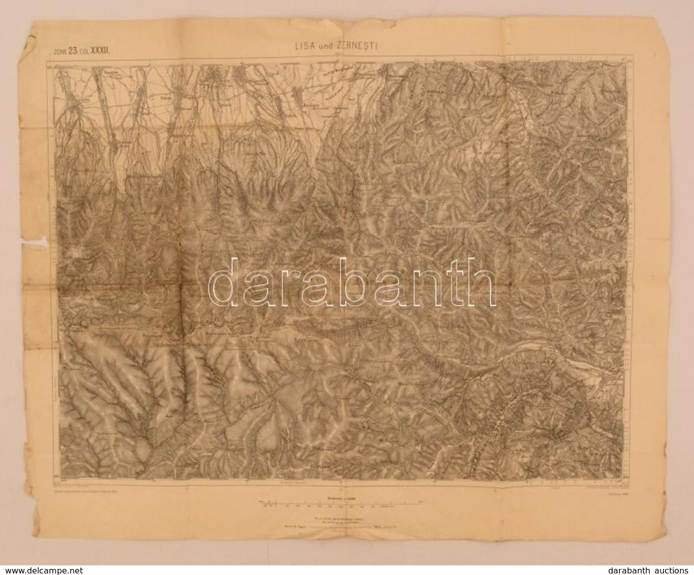 Cca 1905 Románia, Lisa és Zernesti Környéke  Katonai Térkép 40x56 Cm / Romania Lisa And Zernesti Area Map - Sonstige & Ohne Zuordnung