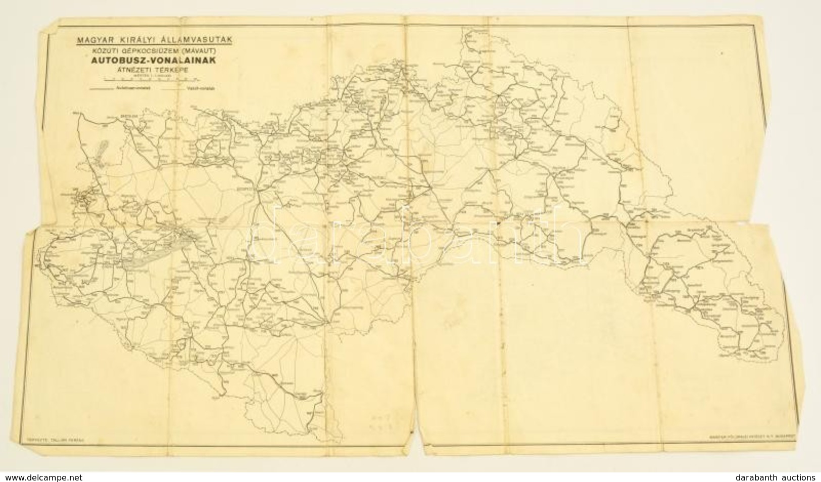 1941 Tallián Ferenc: A Magyar Királyi Államvasutak Közúti Gépkocsiüzem (MÁVAUT) Autóbuszvonalainak átnézeti Térképe és V - Sonstige & Ohne Zuordnung