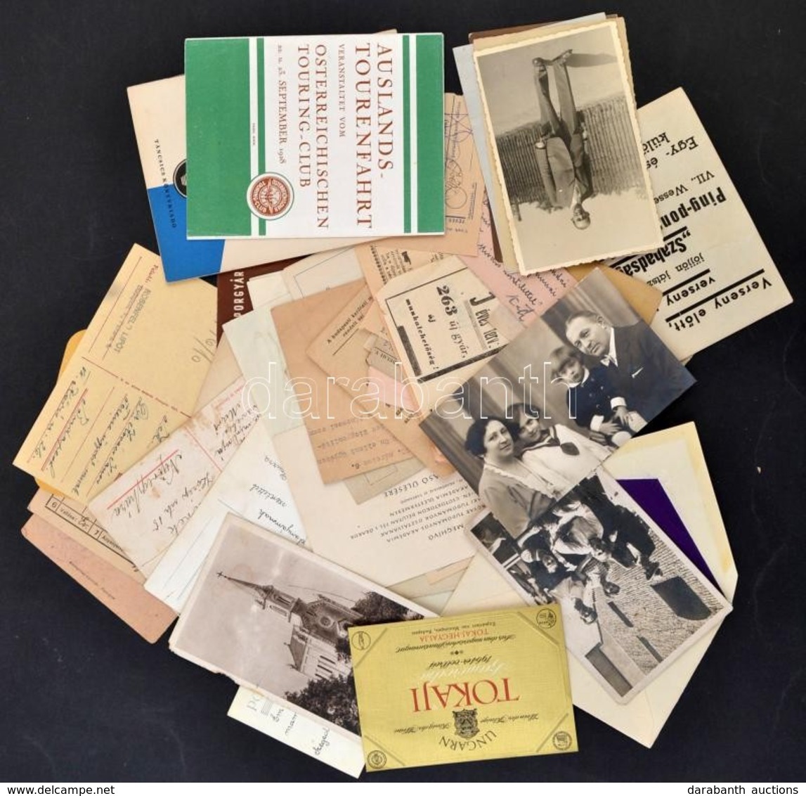 Cca 1900-1960 Vegyes Papírrégiség Tétel: Közte Fotók, Reklám Nyomtatványok, Italcímke, Okmányok - Sin Clasificación