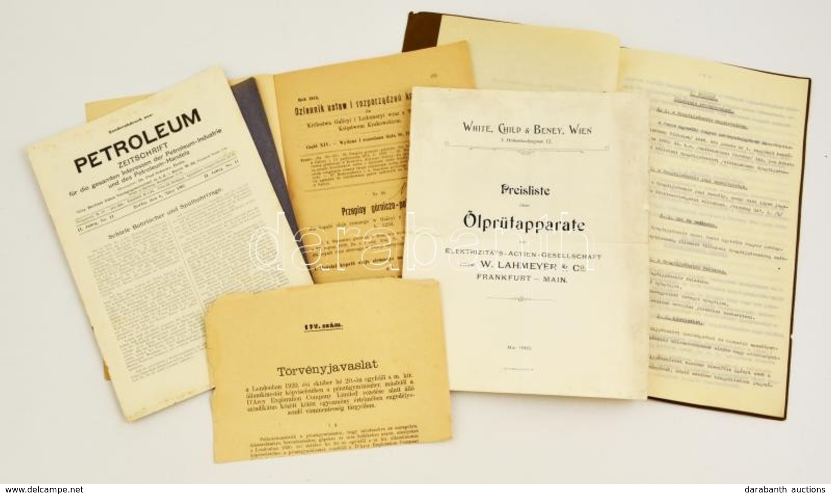 1903-1942 Olajiparral Kapcsolatos 5 Db Nyomtatvány: Petroleum Zeitschrift, Német Nyelv? Olajipari Gép árjegyzék, Törvény - Ohne Zuordnung