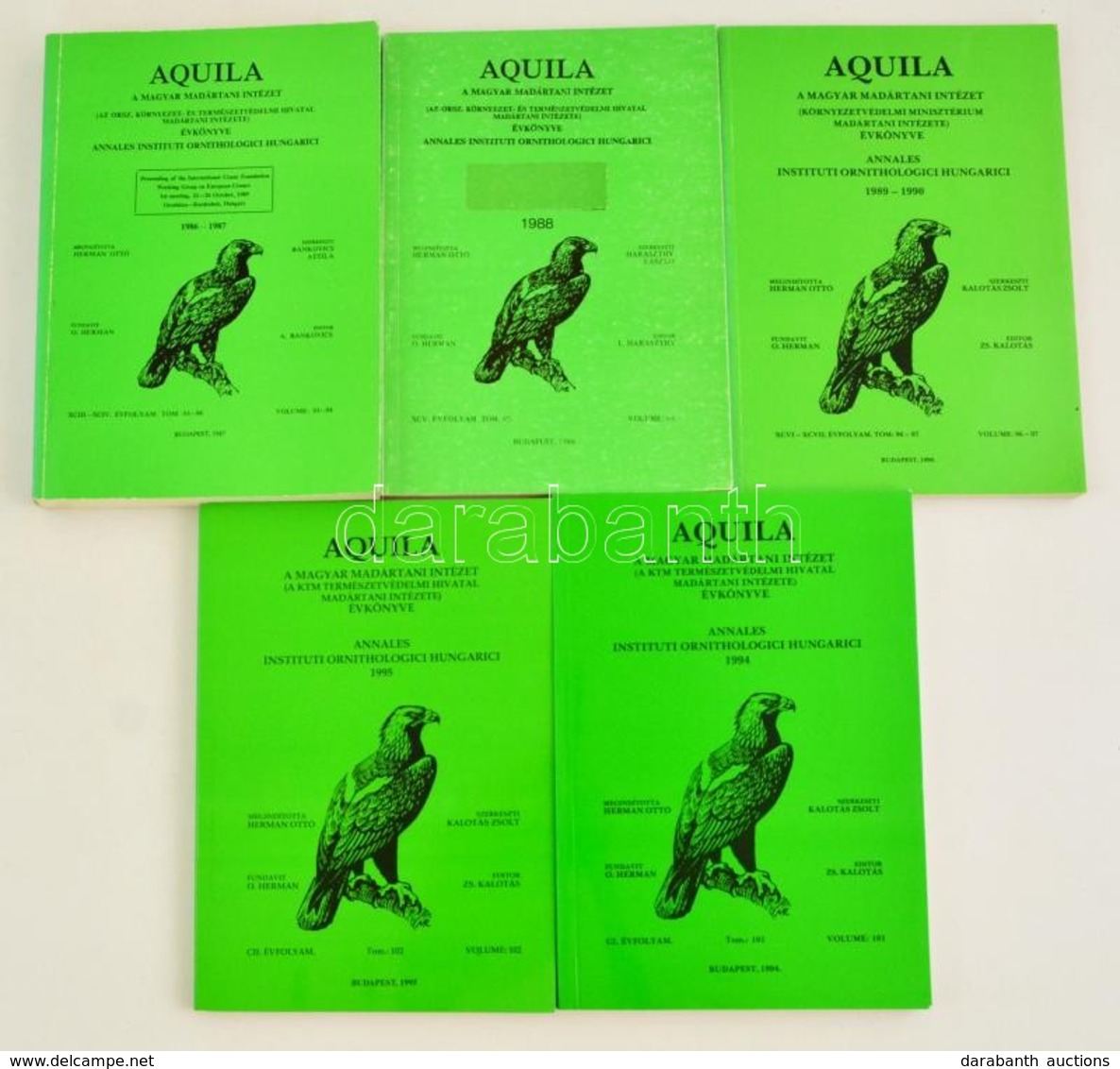 1986-1995 Aquila. A Magyar Madártani Intézet évkönyvének 5 évfolyama, 1986-1987 XCIII-XCIV. évf., 1988 XCV. évf., 1989-1 - Sin Clasificación