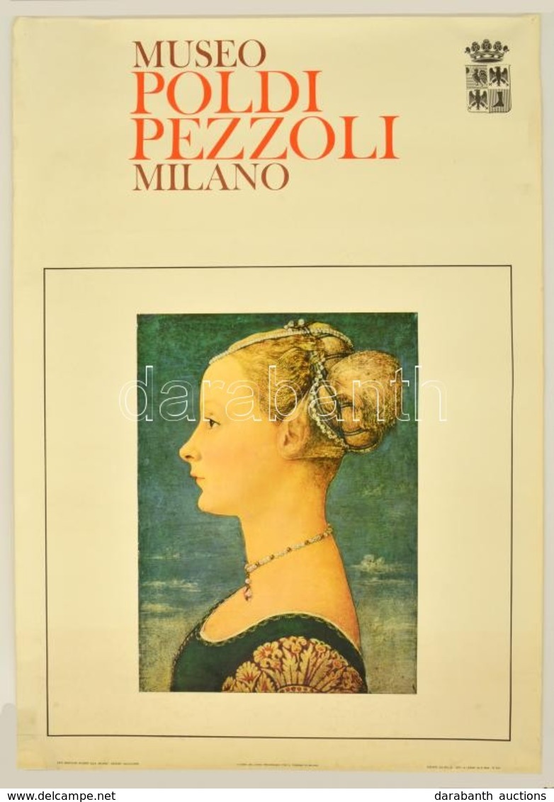 1954 Milano, Museo Poldi Pezzoli Múzeum Plakát, Sarkainál Apró T?nyomok, 98x68,5 Cm / Italian Museum Poster, 98x68,5 Cm - Other & Unclassified