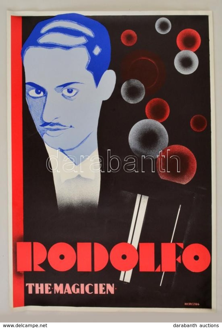 Cca 1975 Rodolfo The Magicien. Nagyméret? 1935-ös Plakát Reprintje Herczog Jelzéssel. Kecskeméti Házinyomda. 62x90 - Otros & Sin Clasificación