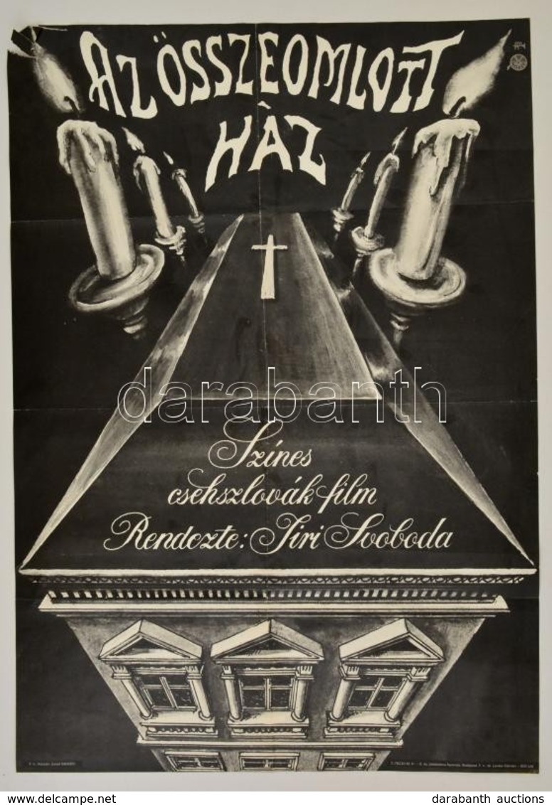 1978 Az összeomlott Ház, Csehszlovák Film Plakát, Rendezte: Jirí Svoboda, Sarkán Szakad 80x56,5 Cm - Otros & Sin Clasificación