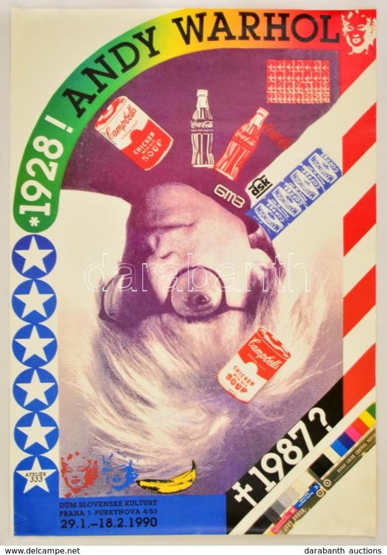 1990 Prága, Andy Warhol Kiállítás Plakát, Ofszet, 89x61,5 Cm / Prague, Andy Warhol Exhibition Poster, Ofset, 89x61,5 Cm - Otros & Sin Clasificación