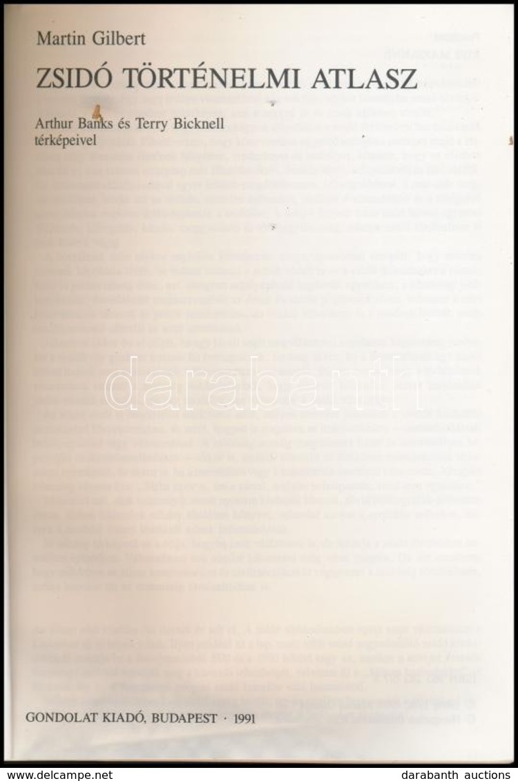 Martin Gilbert: Zsidó Történelmi Atlasz. Bp., 1991, Gondolat. Kiadói Papírkötésben, Az Alsó Lapszélek Hullámosak. - Sin Clasificación