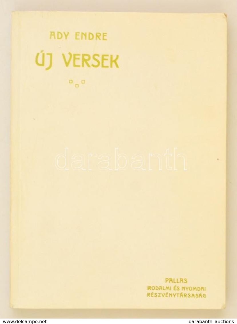 Ady Endre: Új Versek. Bp.,é.n.,Eötvös Kiadó. Kiadói Papírkötés. 1906-os Reprint Kiadása. - Sin Clasificación
