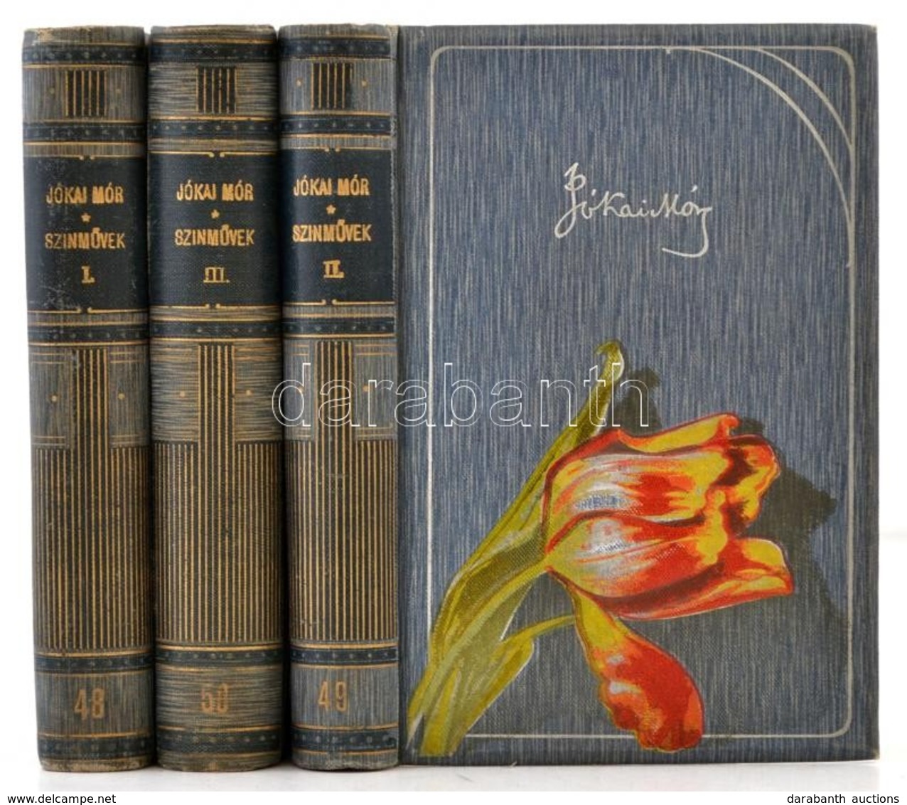 Jókai Mór: Színm?vek I-III. Kötet. Bp.,1905, Franklin-Társulat. Második Kiadás. Korabeli Aranyozott Festett Szecessziós  - Non Classés