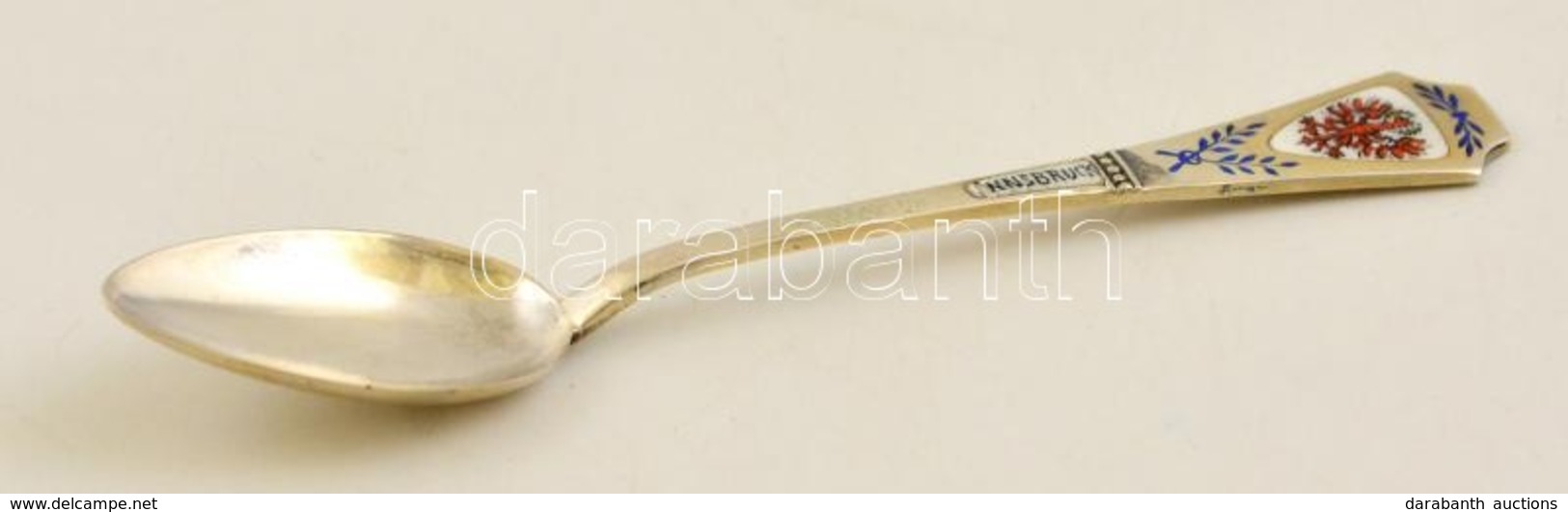 Innsbruck Ezüst Kanál Zománc Díszítéssel / Silver Enamel Spoon 6,6 G - Otros & Sin Clasificación