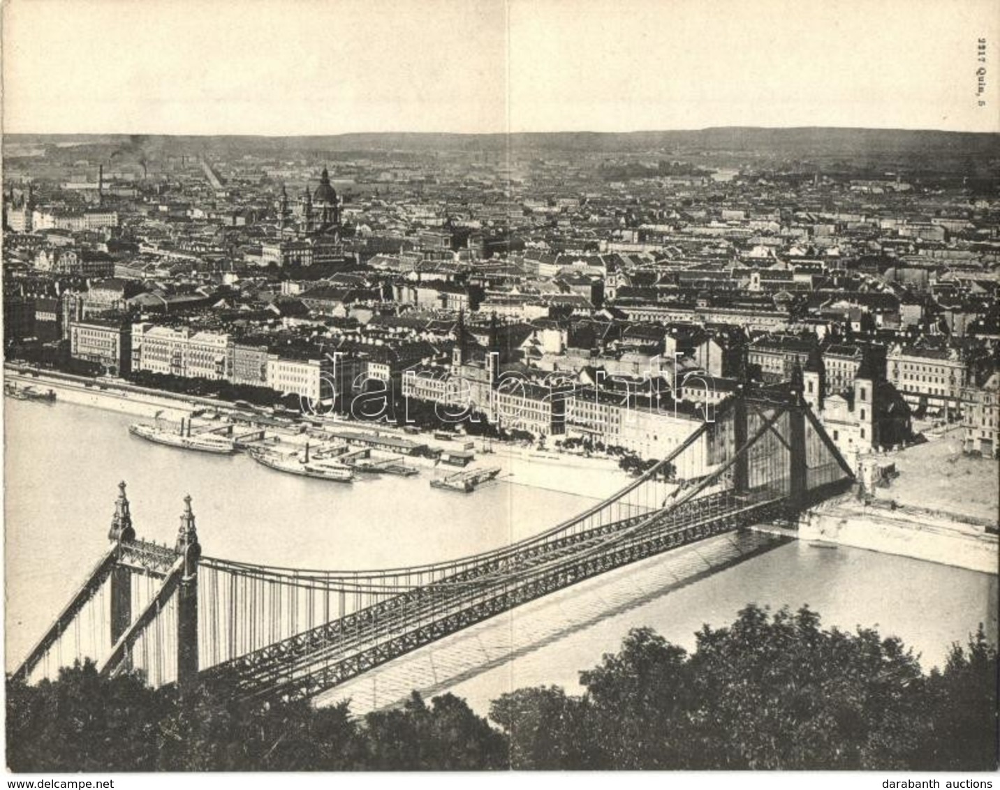 ** T1 Budapest, Erzsébet Híd építés Alatt Lebetonozás El?tt. Kinyitható Lap / Elisabeth Bridge In Construction Before Co - Sin Clasificación