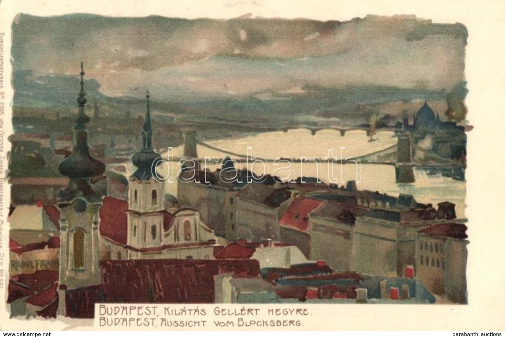 T2 Budapest XI. Kilátás A Gellérthegyr?l, Lánchíd. Ottmar Zieher Kuenstlerpostkarte No. 2305. Litho S: Raoul Frank - Sin Clasificación