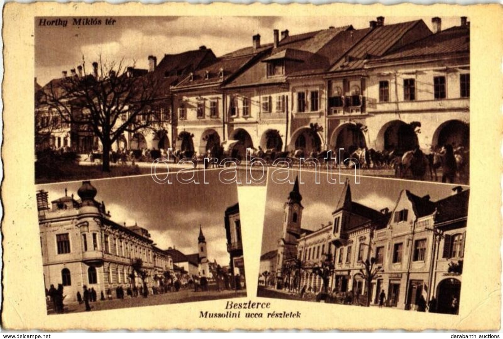 T2/T3 Beszterce, Bistritz, Bistrita; Mussolini Utca, Horthy Miklós Tér / Street, Square (EK) - Sin Clasificación