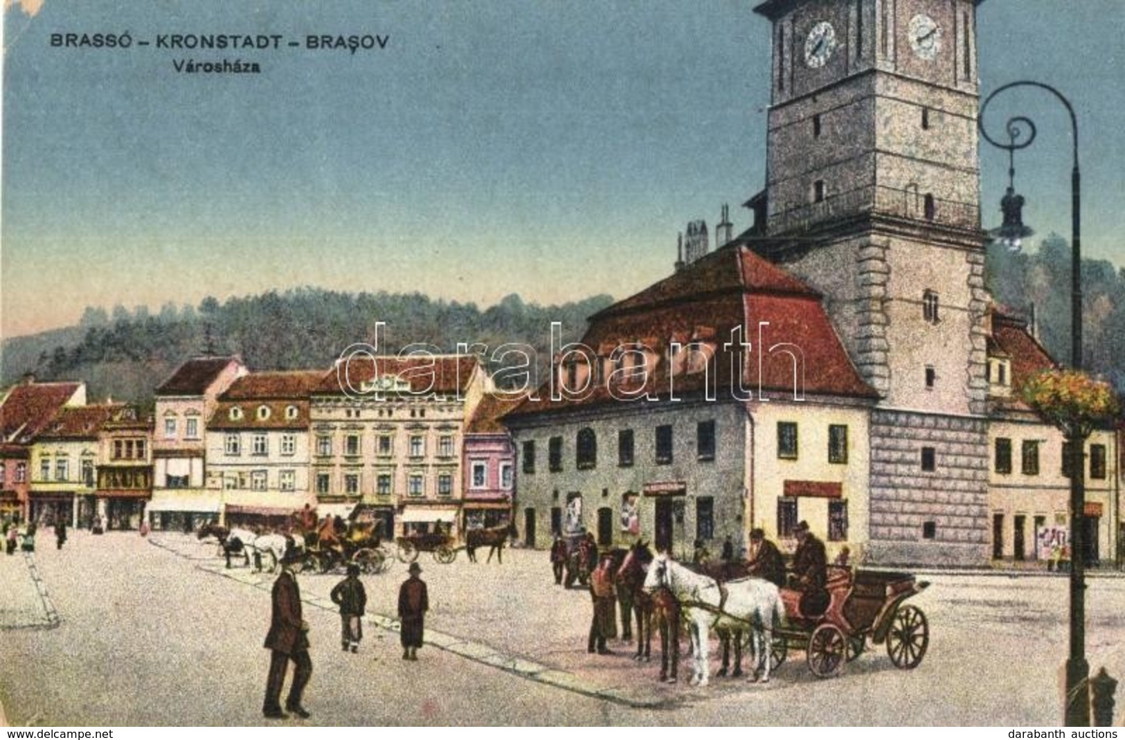 ** T2/T3 Brassó, Kronstadt, Brasov; Utca, Városháza, Hintók / Street View, Town Hall, Chariots  (EK) - Non Classés