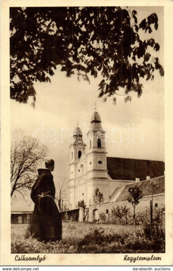 * T1/T2 Csíksomlyó, Sumuleu Ciuc; Kegytemplom, Szerzetes / Church With Monk - Ohne Zuordnung