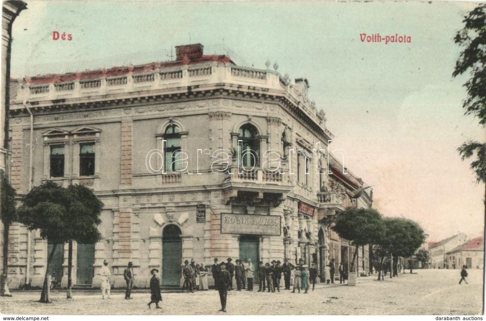 T2 1908 Dés, Dej; Voith-palota, Frank J. Mózes (Drucker Mór és Fia), Ifj. Pruner Sándor és Pollák Vilmos üzlete / Palace - Ohne Zuordnung
