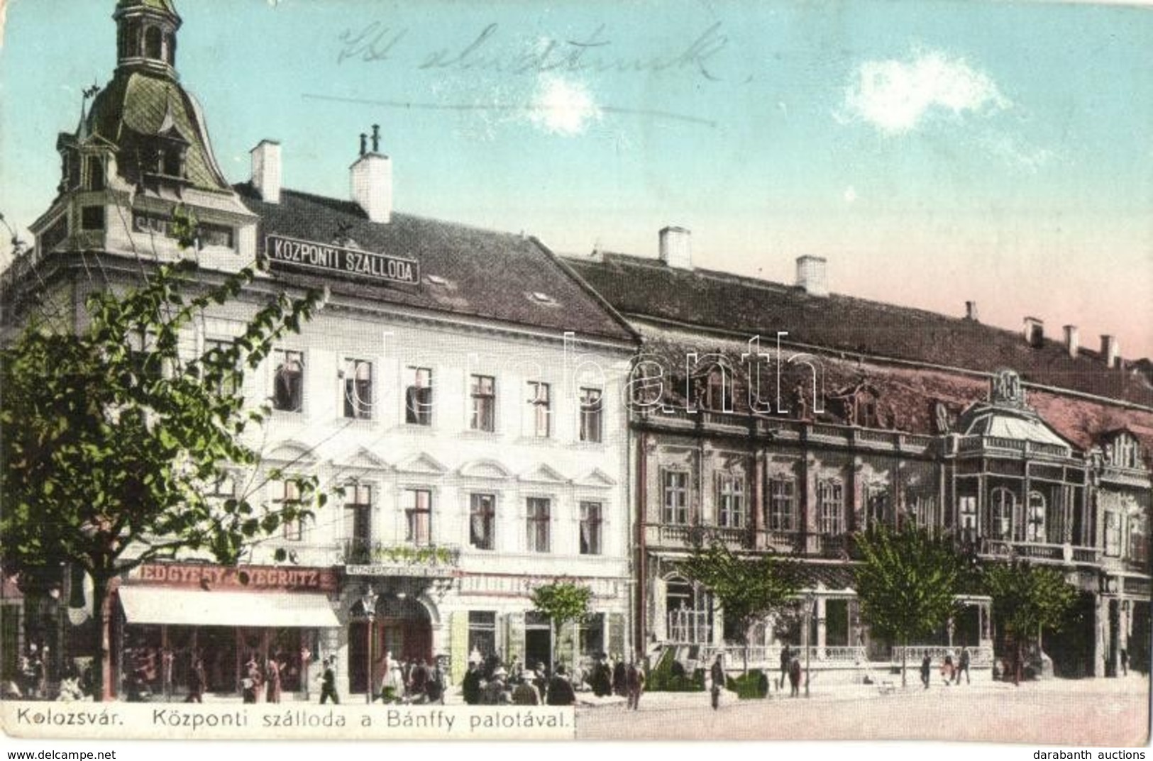 T2 1910 Kolozsvár, Cluj; Nagy Gábor Központi Szállodája, Bánffy Palota, Medgyesy és Nyegrutz és Biasini Sándor üzlete /  - Ohne Zuordnung