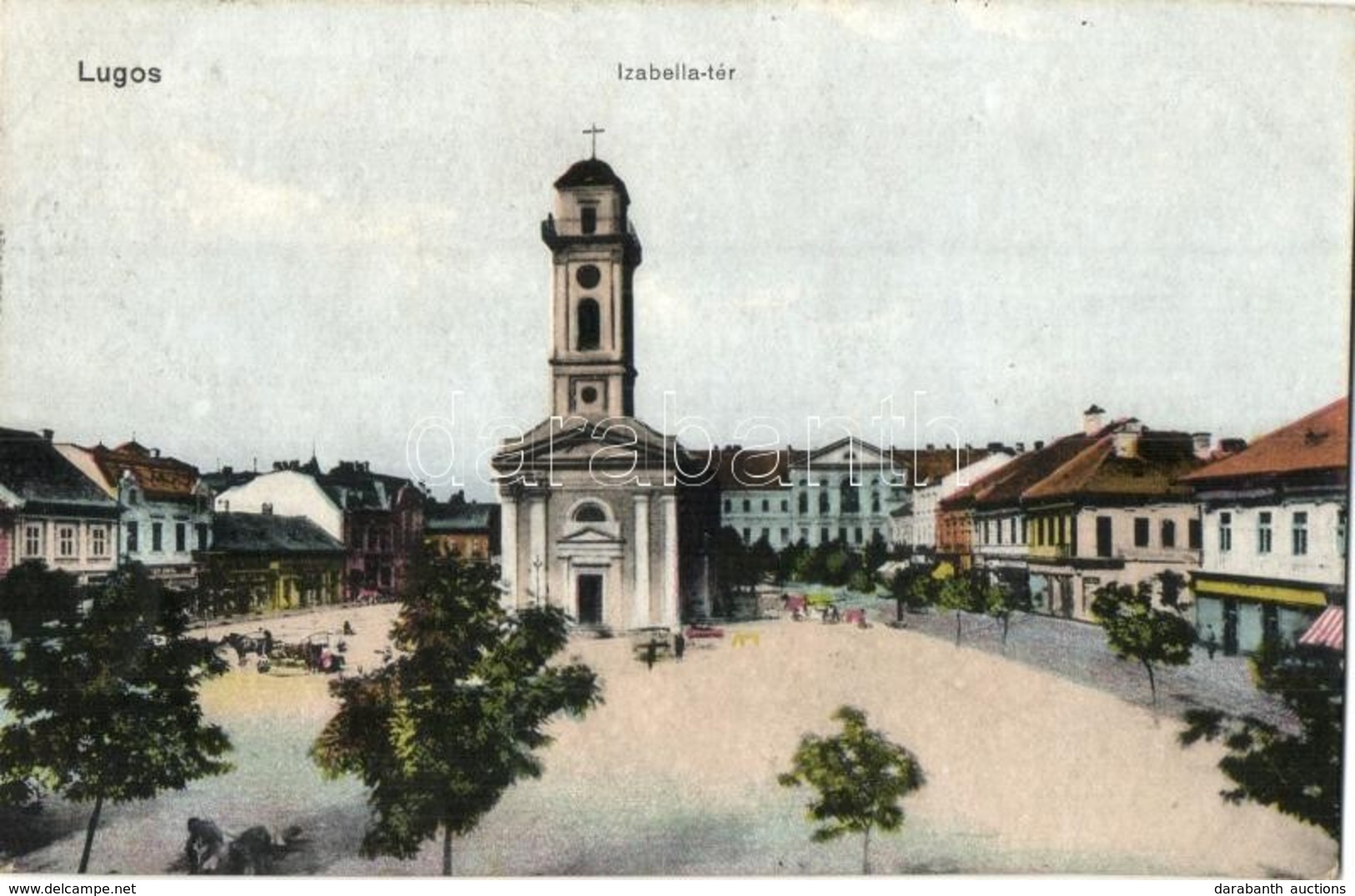 * Lugos, Lugoj - 2 Db Régi Városképes Lap: Temes Folyó Részlete, Izabella Tér / 2 Pre-1945 Town-view Postcards: Timis Ri - Ohne Zuordnung