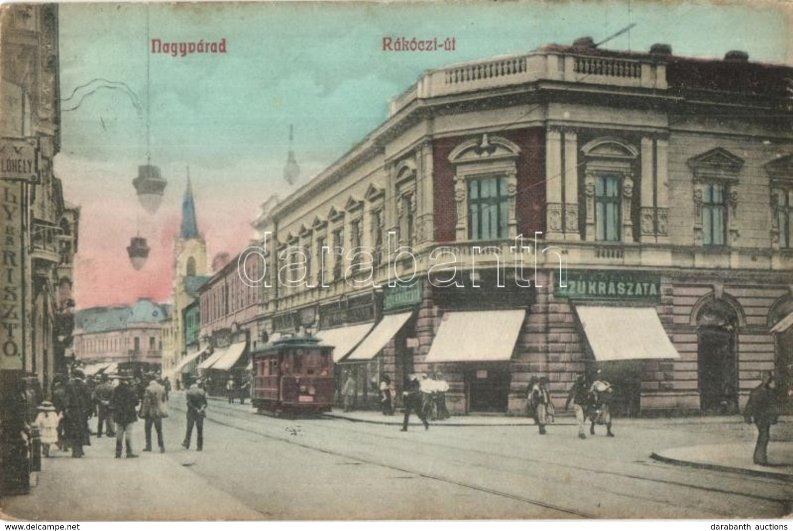 T2 1912 Nagyvárad, Oradea; Rákóczi út, Cukrászda, Villamos / Street, Confectionery, Tram - Ohne Zuordnung