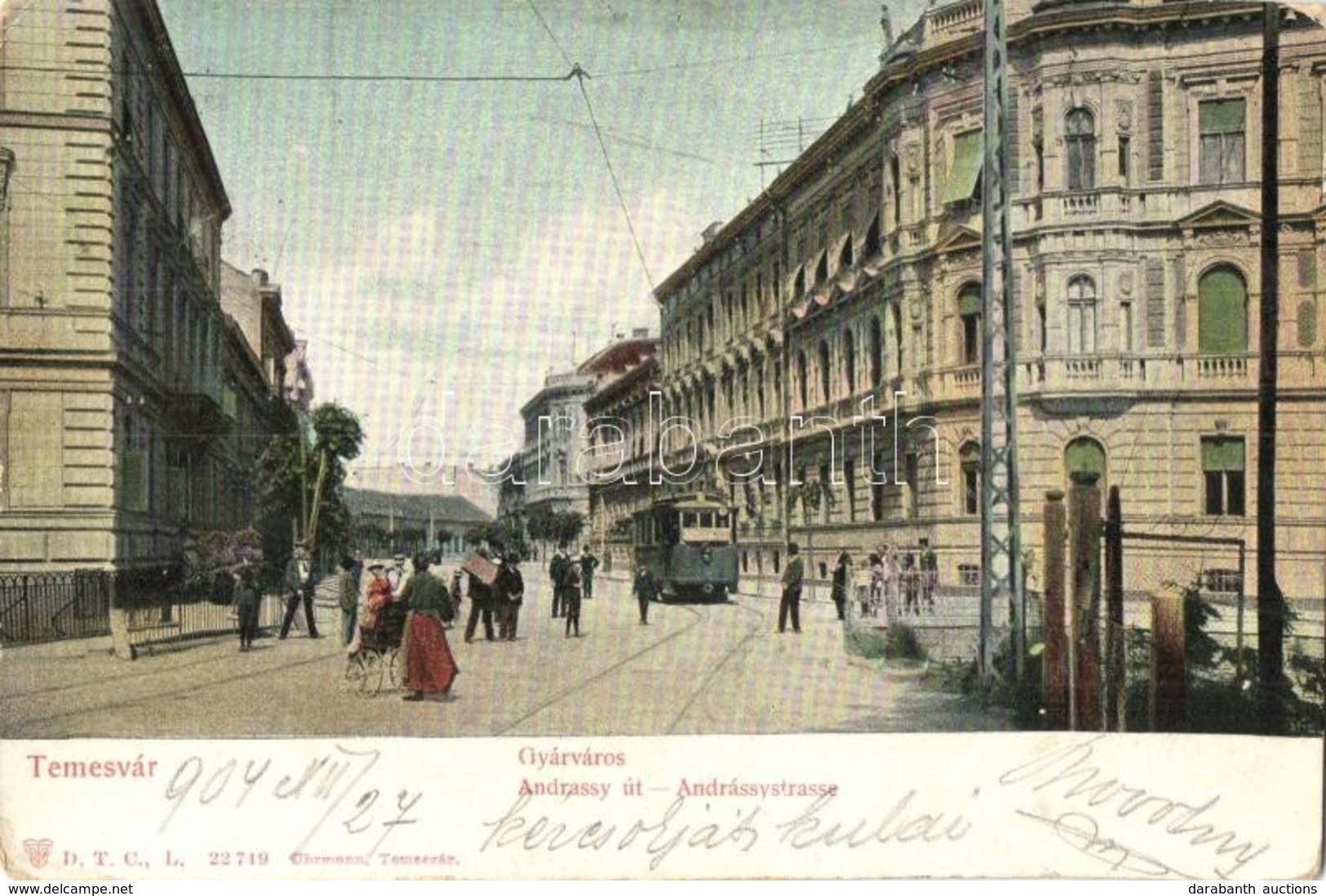 T2/T3 1904 Temesvár, Timisoara; Gyárváros, Andrássy út, Villamos / Fabrica, Street View, Tram  (kopott Sarkak / Worn Cor - Ohne Zuordnung