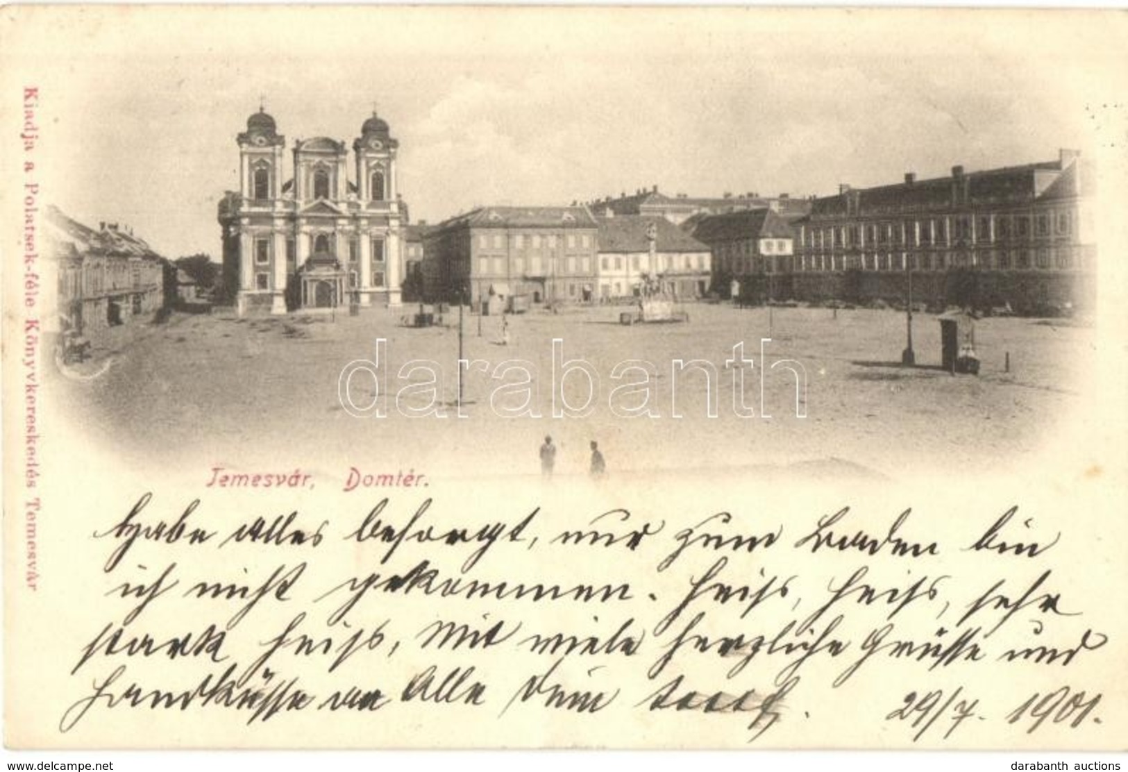 T2/T3 1901 Temesvár, Timisoara; Dóm Tér, Római Katolikus Székesegyház, Szentháromság Szobor, üzletek. Kiadja Polatsek /  - Sin Clasificación