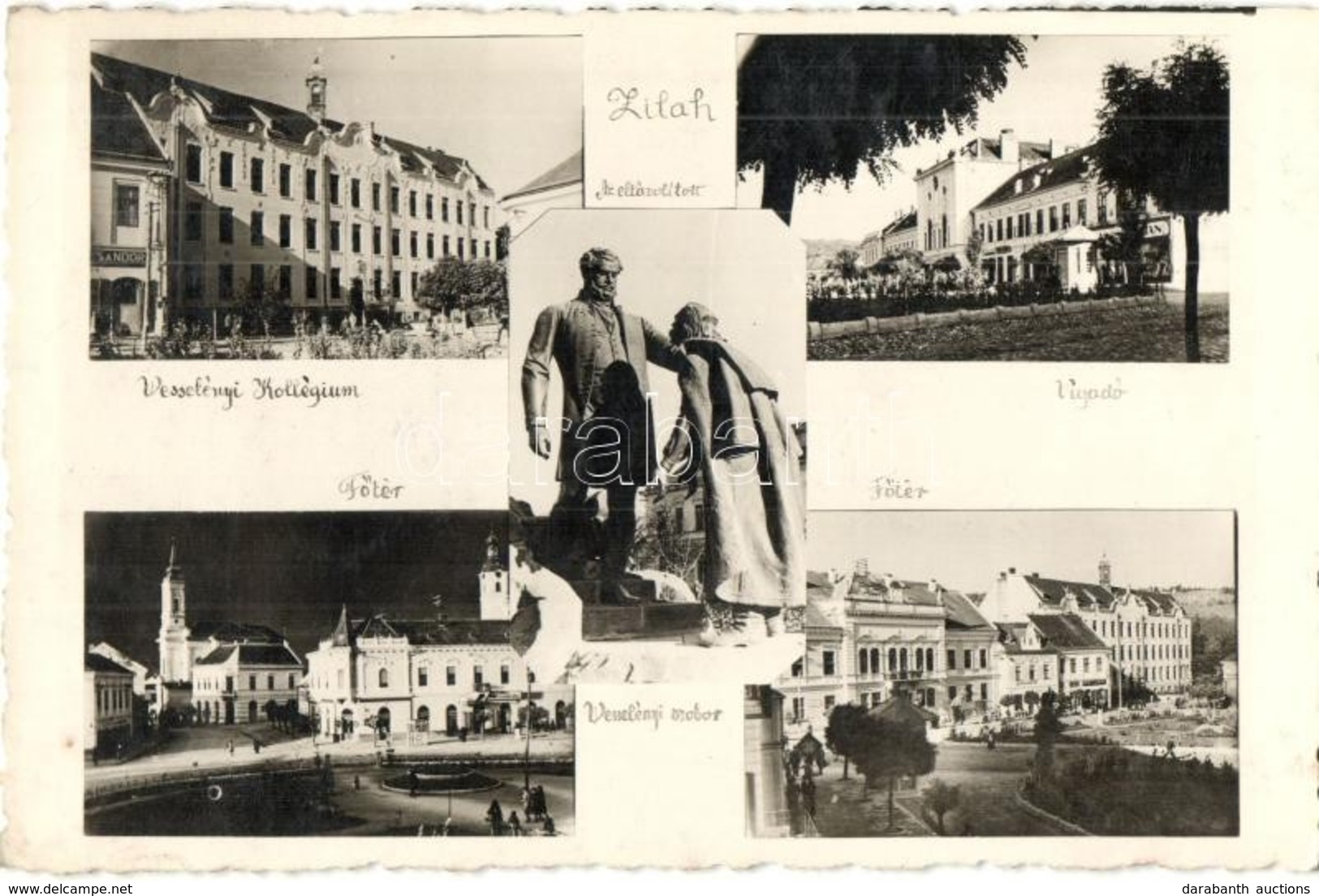 T2 Zilah, Zalau; Wesselényi Kollégium és Eltávolított Szobor, F? Tér, Vigadó / Boarding School, Monument, Main Square, R - Sin Clasificación