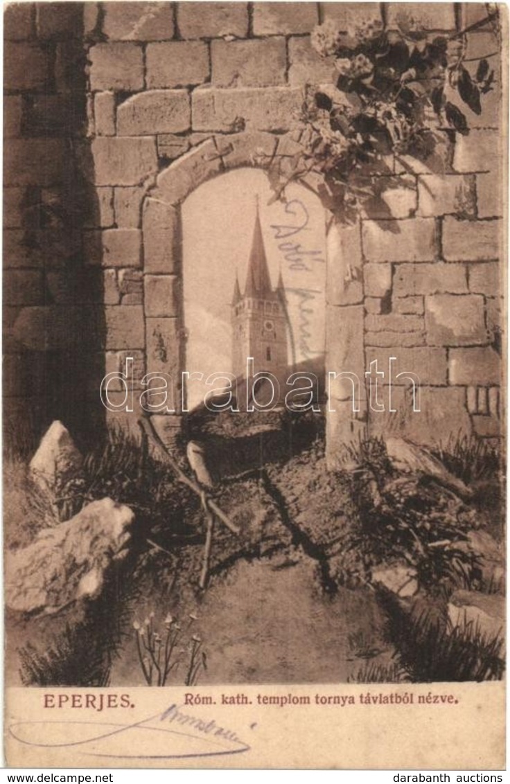 T2 1910 Eperjes, Presov; Római Katolikus Templom Tornya Távlatból. Divald Károly Fia / Church Tower - Sin Clasificación