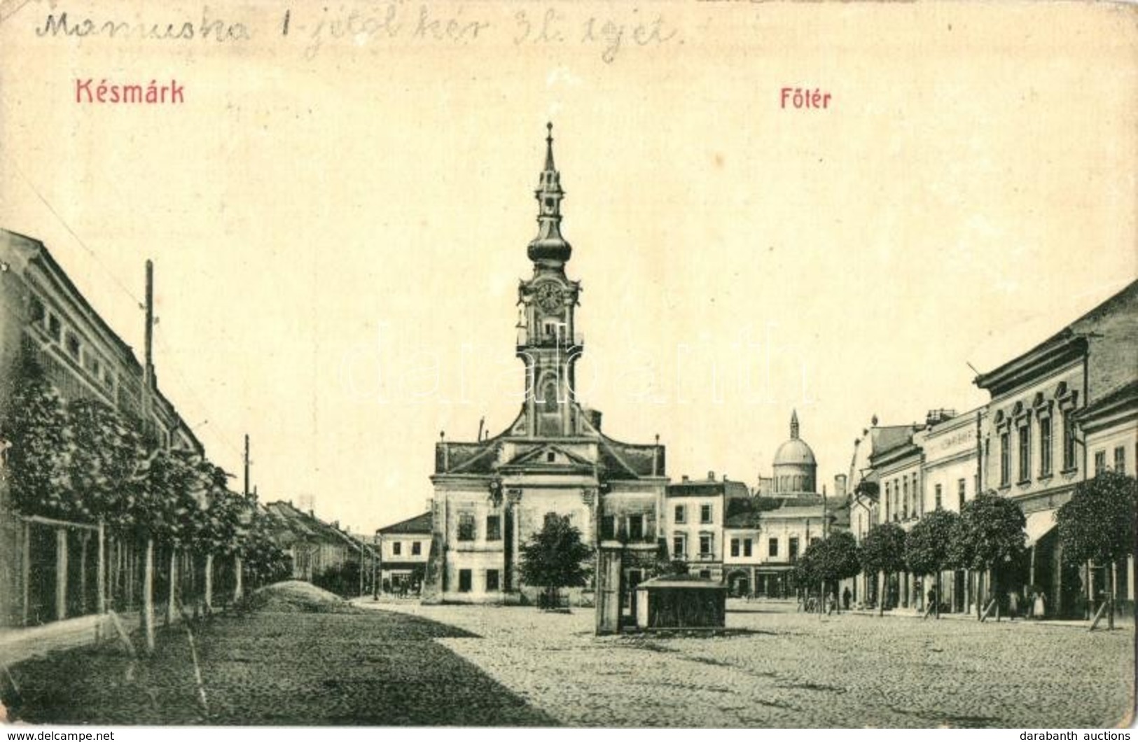 T2/T3 Késmárk, Kezmarok; F? Tér, Városháza, Késmárki Bank Rt., Evangélikus Templom, üzlet. W. L. Bp. 2888. / Main Square - Sin Clasificación