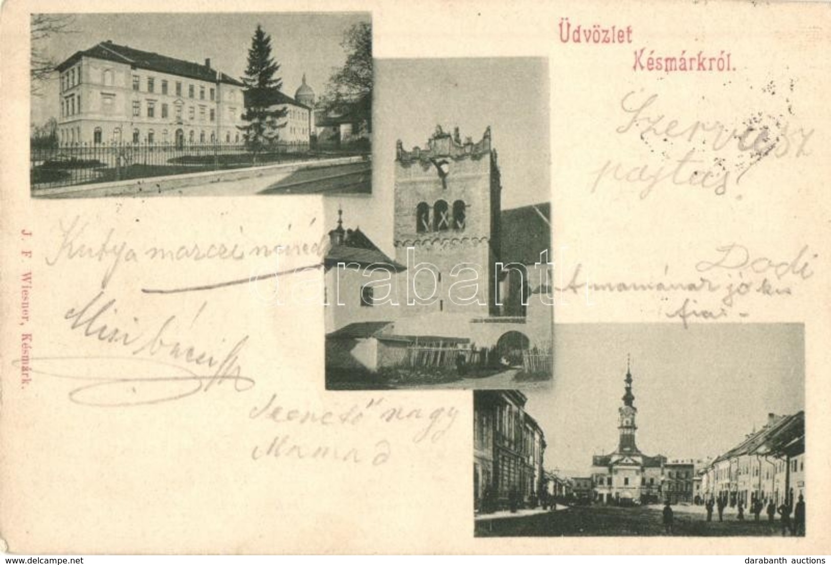 T2 1899 Késmárk, Kezmarok; Tér, Templom, Harangláb, Líceum / Square, Church, Bell Tower, Lyceum School - Sin Clasificación