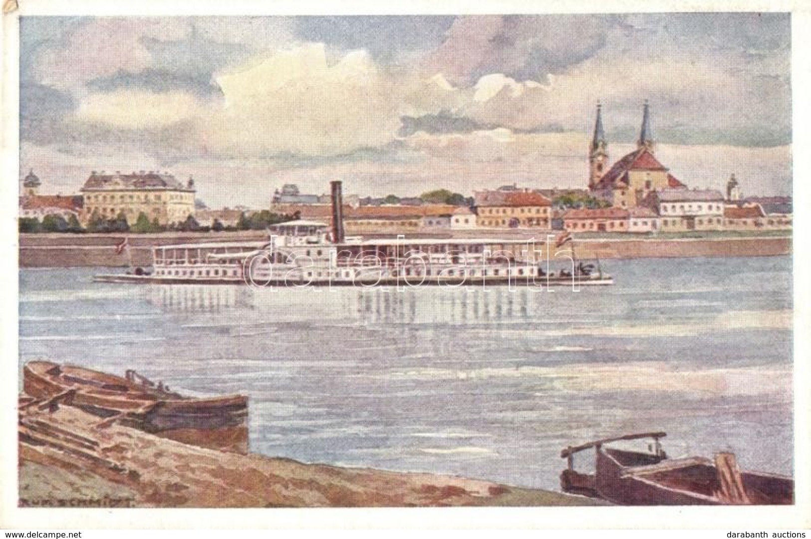 * T2 Komárom, Komárno; Els? Cs. Kir. Szab. Duna-G?zhajózási Társaság Kiadása / Art Postcard S: Ru. Schmidt - Sin Clasificación