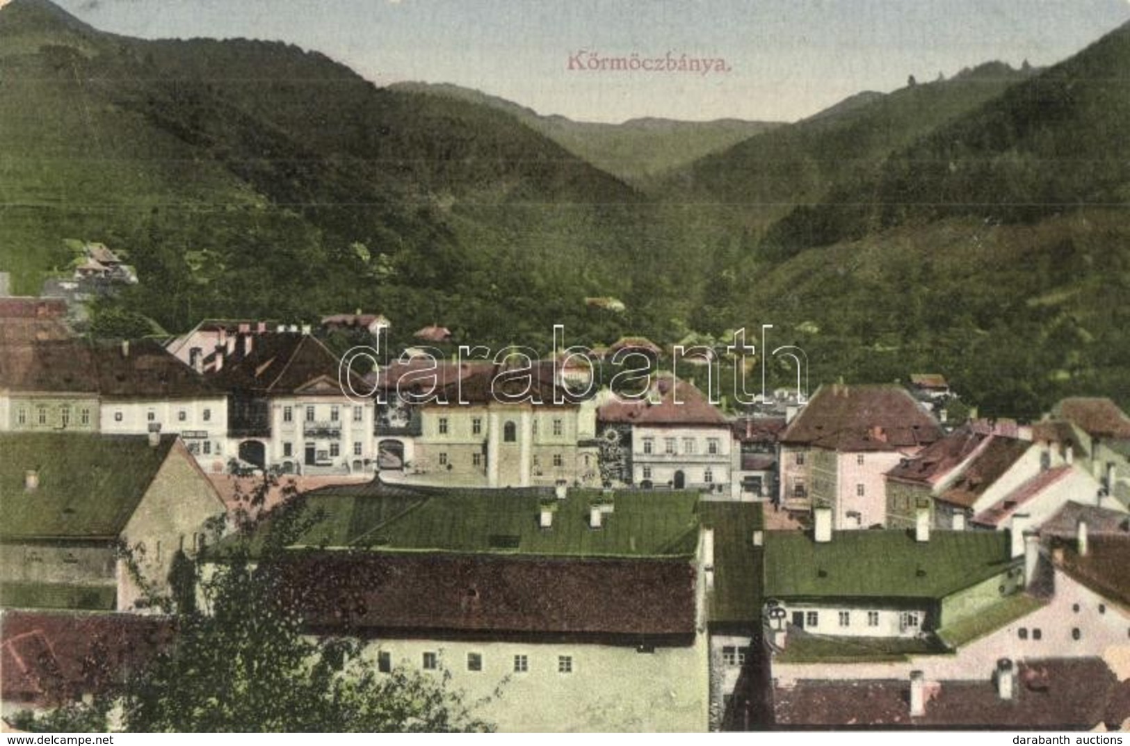 T2/T3 Körmöcbánya, Kremnitz, Kremnica; Látkép, Herman Farkas üzlete, Szentháromság Szobor / General View, Shops, Trinity - Sin Clasificación