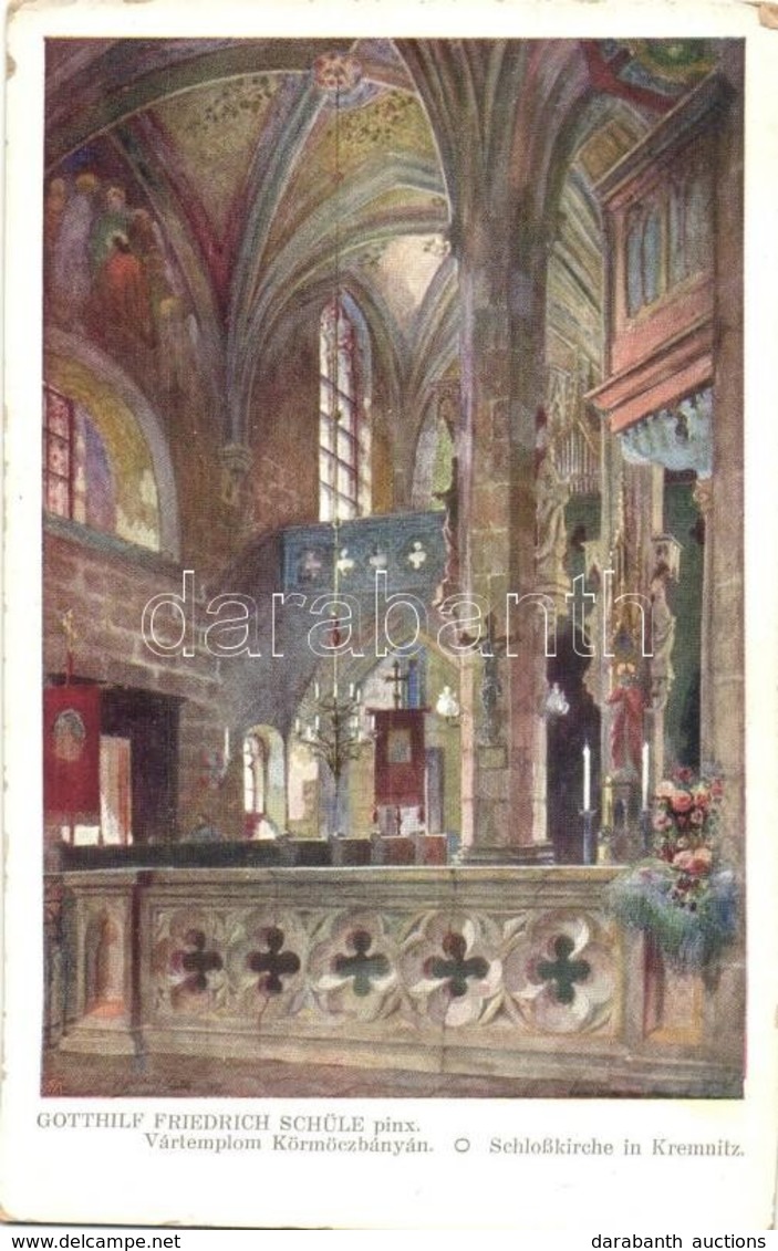 T2/T3 1915 Körmöcbánya, Kremnica; Vártemplom Bels?, M?vészlap / Schlosskirche In Kremnitz / Castle Church Interior, Art  - Non Classificati