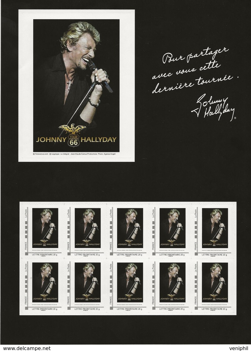 JOHNNY HALLYDAY - COLLECTOR DE 10 TIMBRES VENDU PAR LA POSTE - ANNEE 2009 - Collectors