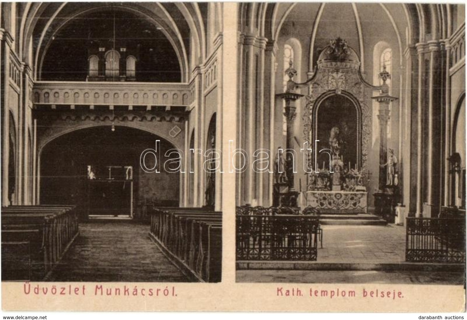 ** Munkács, Mukacheve, Mukacevo - 2 Db Régi Városképes Lap:katolikus Templom, Bels? / 2 Pre-1945 Town-view Postcards: Ca - Ohne Zuordnung