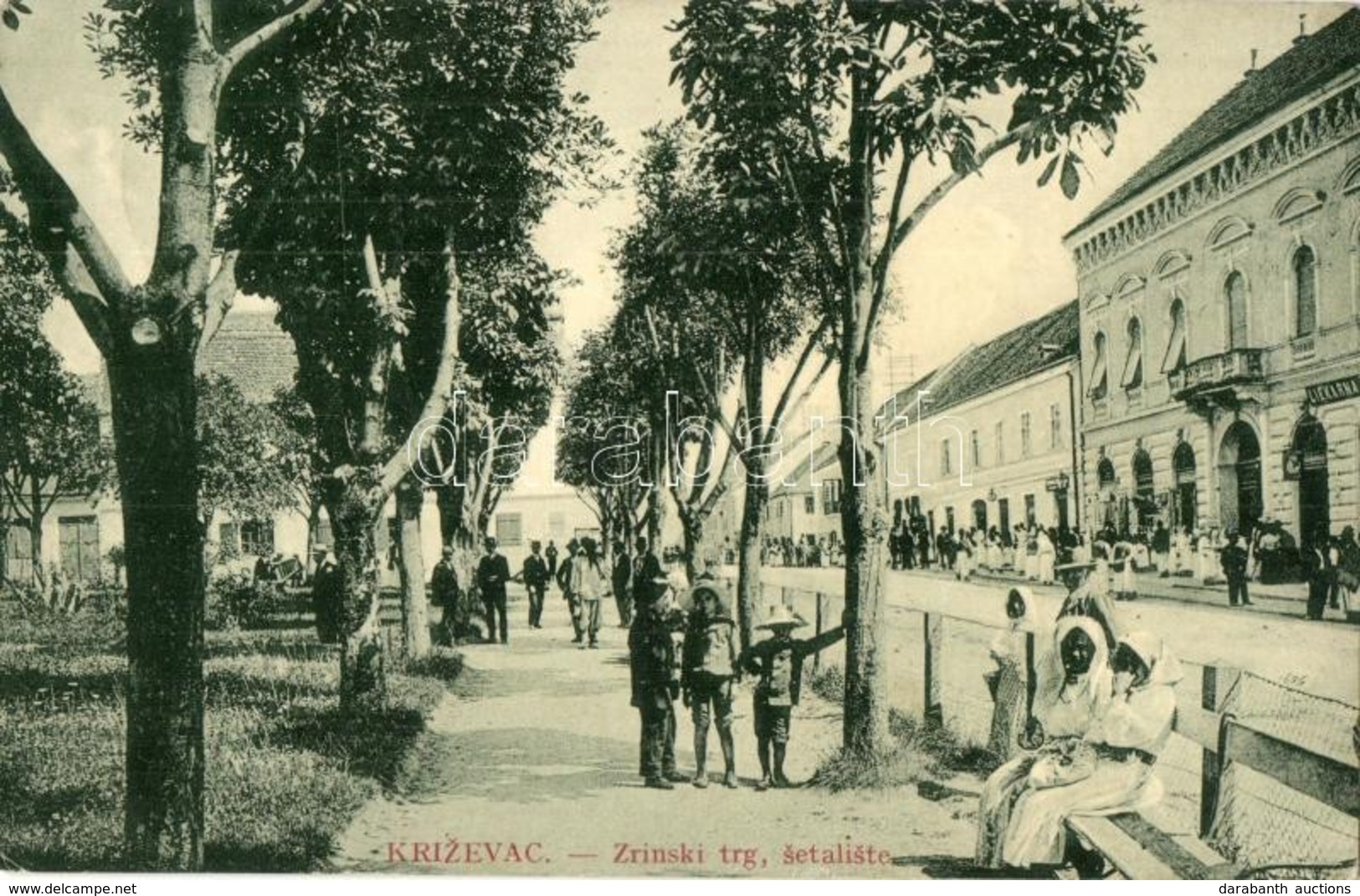 T3/T4 1915 K?rös, Krizevci, Kreuz; Tér, Sétány, Gyógyszertár. W.L. Bp. 7197. / Zrinski Trg., Setaliste / Square, Promena - Unclassified