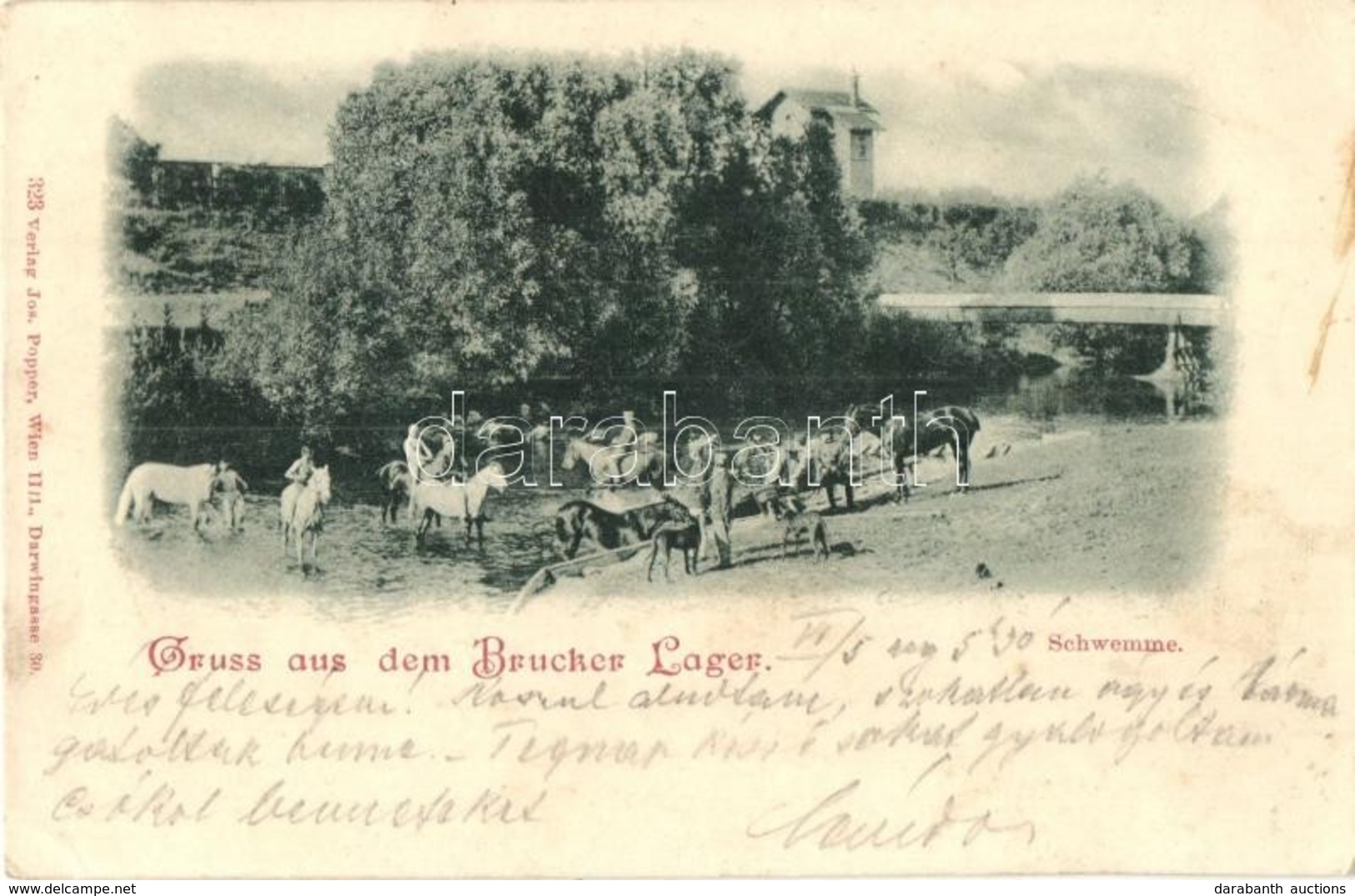 * T2/T3 ~1899  Királyhida, Bruckújfalu Tábor, Brucker Lager, Bruckneudorf;  Schwemme. Verlag Jos. Popper, Wien 323. / Os - Non Classés